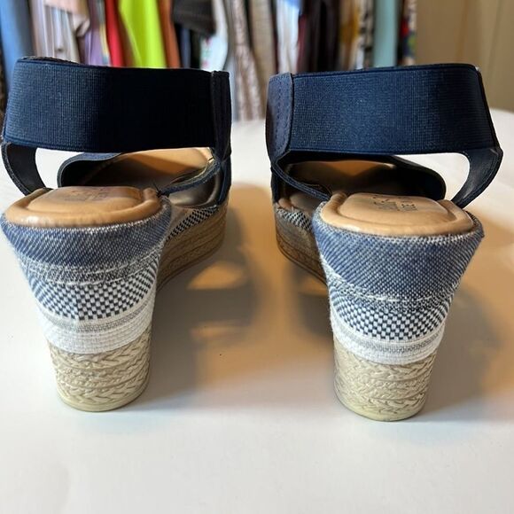 BELLA ~ VITA Women’s Leather Suede Platform Wedge Open Toe Sandal Blue Size 10 - Picture 7 of 13